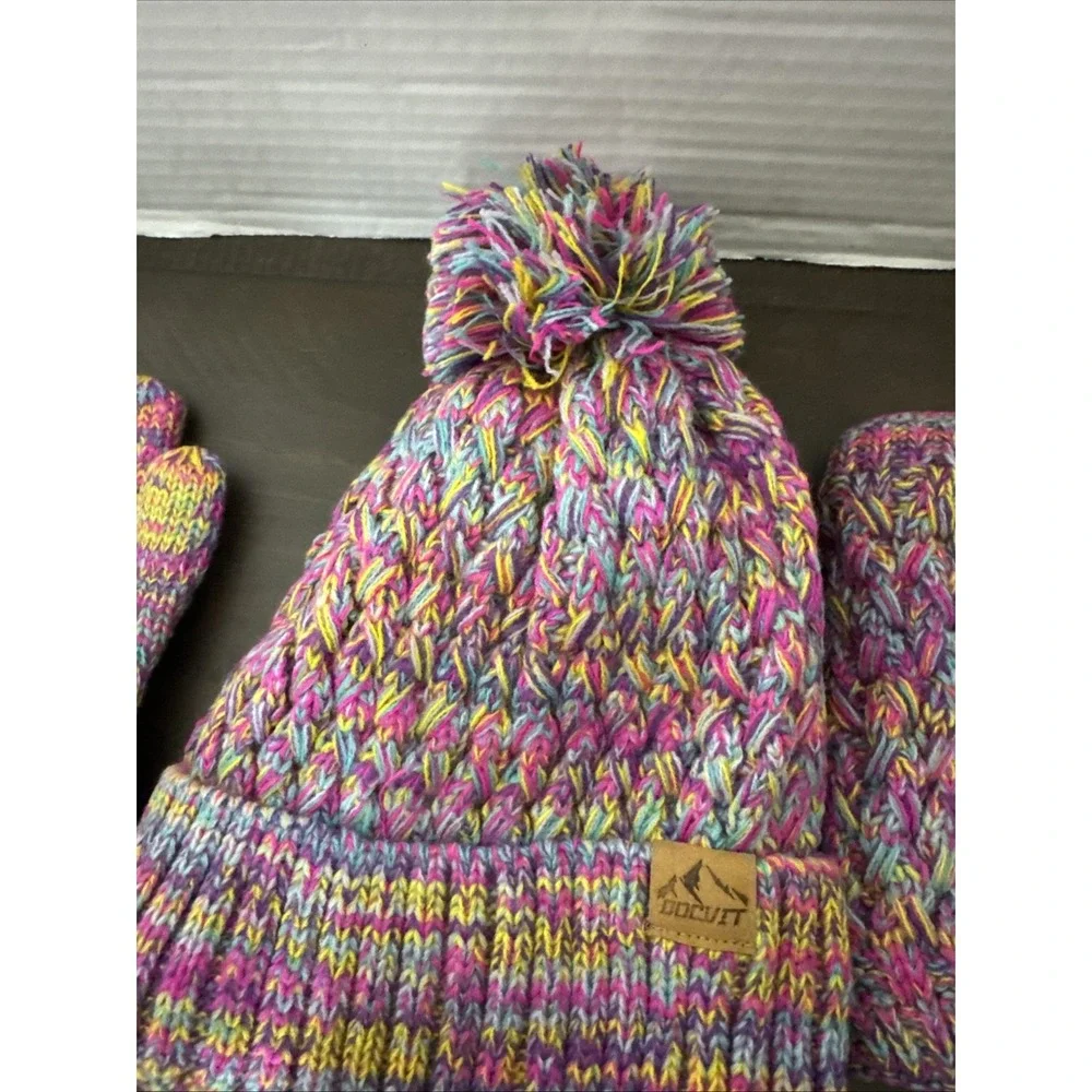 Womens Long Scarf Gloves Winter Beanie Hat Set Cold Weather Hat Scarf Glove Set
